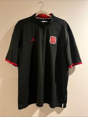 adidas NC State Black Short-Sleeve Quarter-Zip Shirt